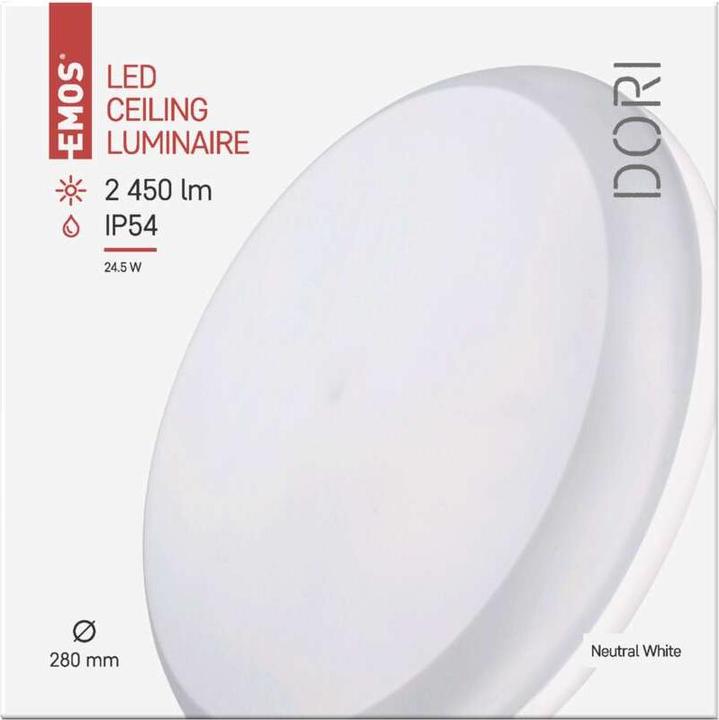 Actual product image Emos LED ceiling light Dori, round, white 24.5W neutral white, IP54 (2450 lm)
