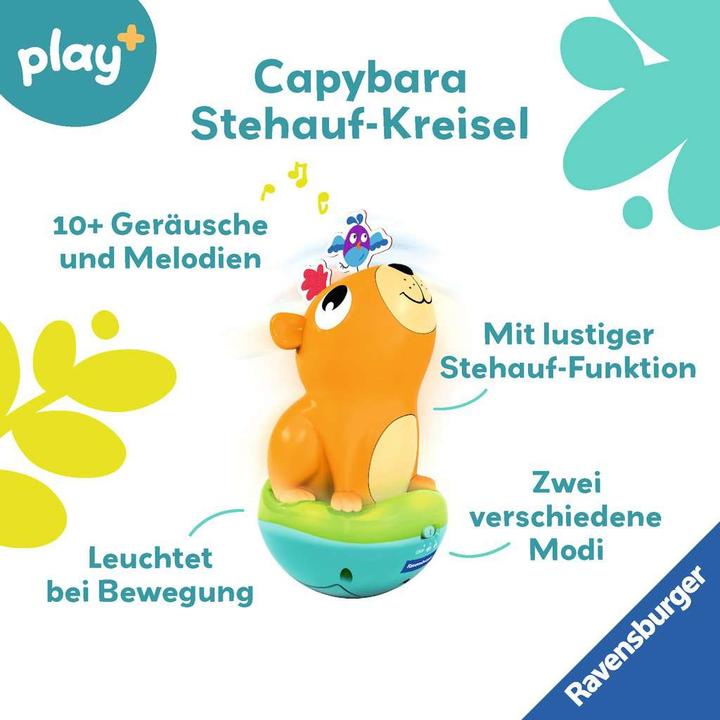 Actual product image Ravensburger 4874 play+ Musical stand-up spinning top: Capybara, Roly-Poly, stand-up male (German)