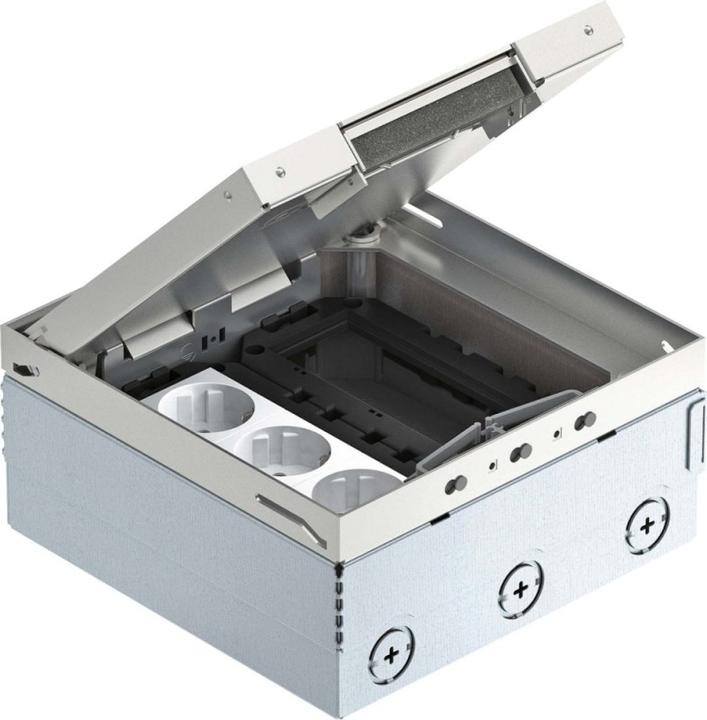 Produktbild OBO Bettermann OBO UDHOME4 2V MT V Bodentank komplett 3fach VDE-Steckdose
