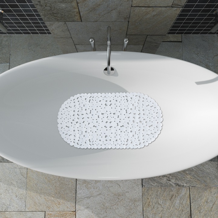 Actual product image Relaxdays Anti-Slip Bath Mat, Stone-look (36 x 68 x 0.5 cm)