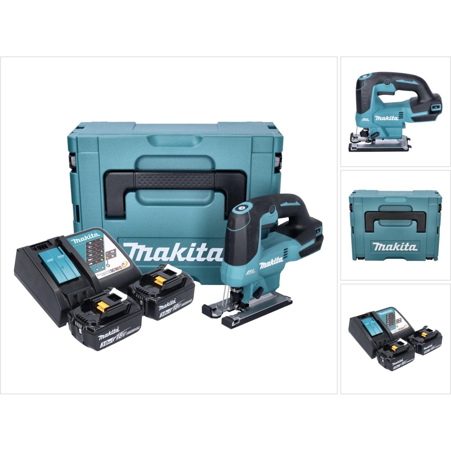 Thumbnail - Makita, Stichsäge, DJV 184 RFJ Akku Pendelhub Stichsäge 18 V Brushless + 2x Akku 3,0 Ah + Ladegerät + Makpac