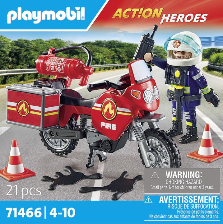 Produktbild Playmobil Feuerwehrmotorrad am Unfallort (71466, Playmobil Action Heroes)