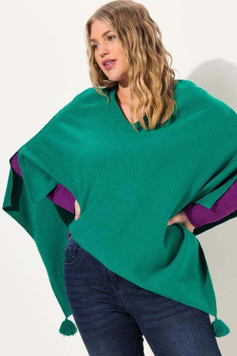 Actual product image Ulla Popken Knit Pointed Hem Poncho (58, 60, 62)