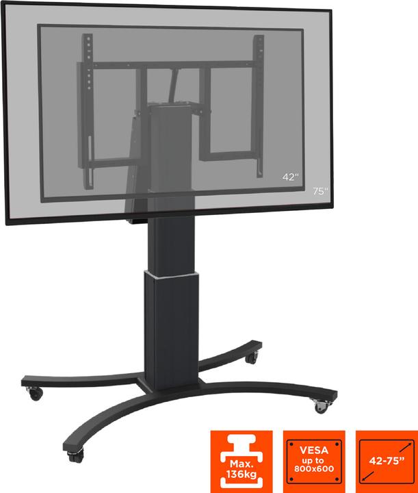 Produktbild Celexon Expert elektrisch höhenverstellbarer Display-Rollwagen Adjust-V4275B mit Kippfunktion - 70cm (136 kg)