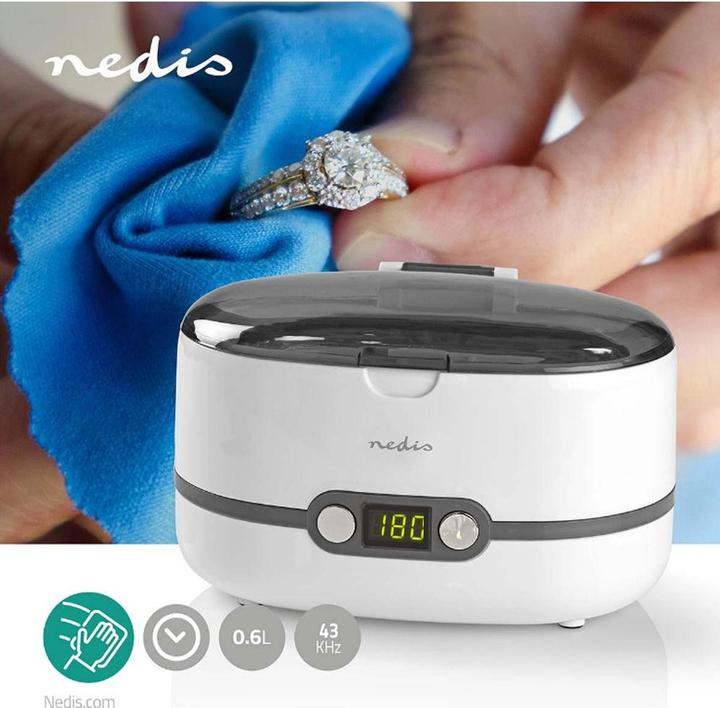 Actual product image Nedis Ultrasonic jewellery cleaner, 600ml, timer (43 kHz, 600 ml)
