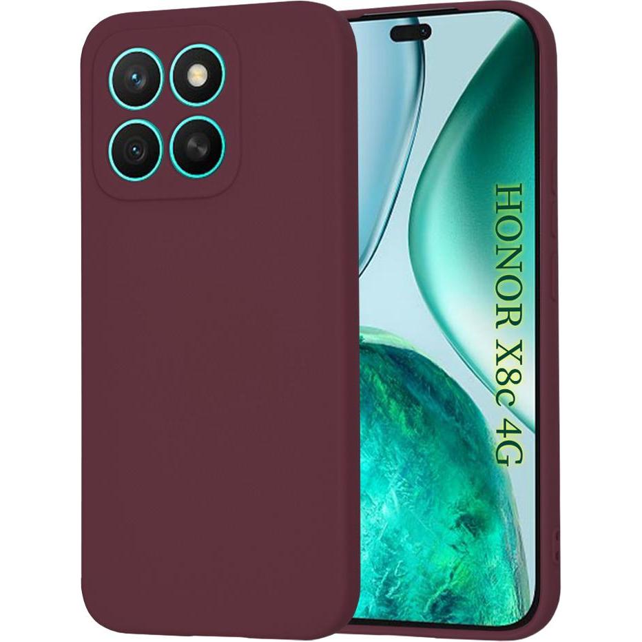 Techsuit - SoftFlex - Honor X8c - Plum Red (Honor X8), Cover smartphone, Rosso