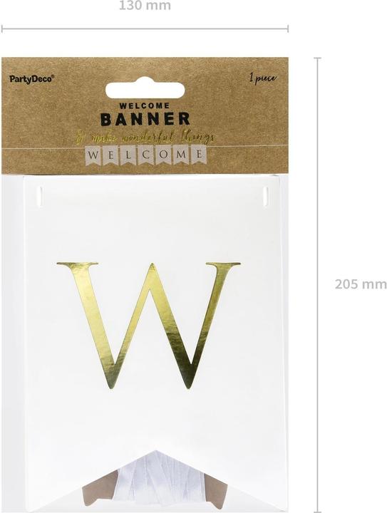 Produktbild Partydeco Girlande Welcome 15 x 95 cm, Weiss/Gold