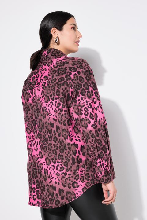 Image du produit Studio Untold Chemisier aspect velours côtelé, imprimé léopard, coupe oversize (50, 52)