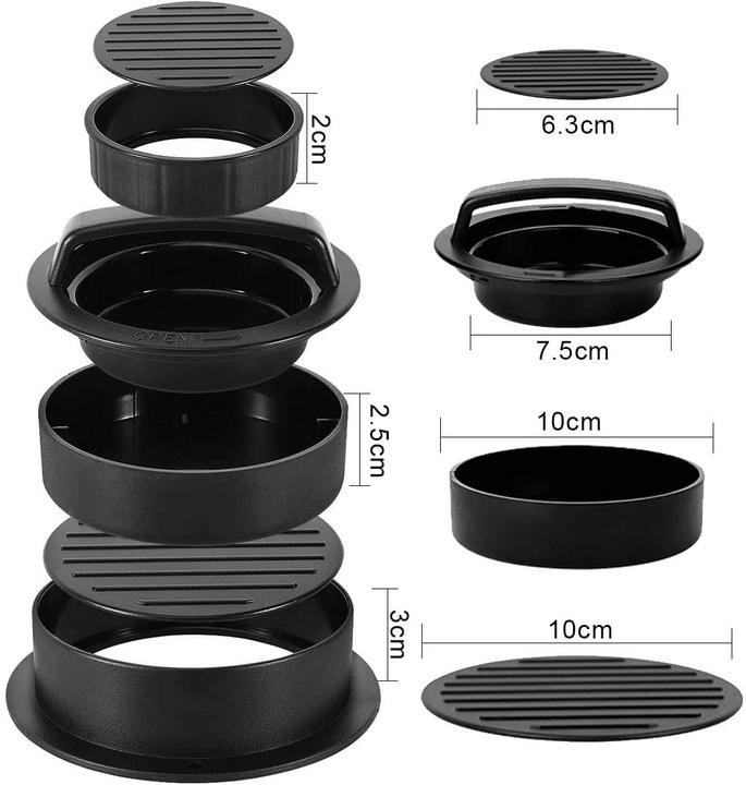 Actual product image PhoneLook Set 3 en 1 pour le moulage des hamburgers 2 tailles de moules plus 1 presseur pour des galettes parf