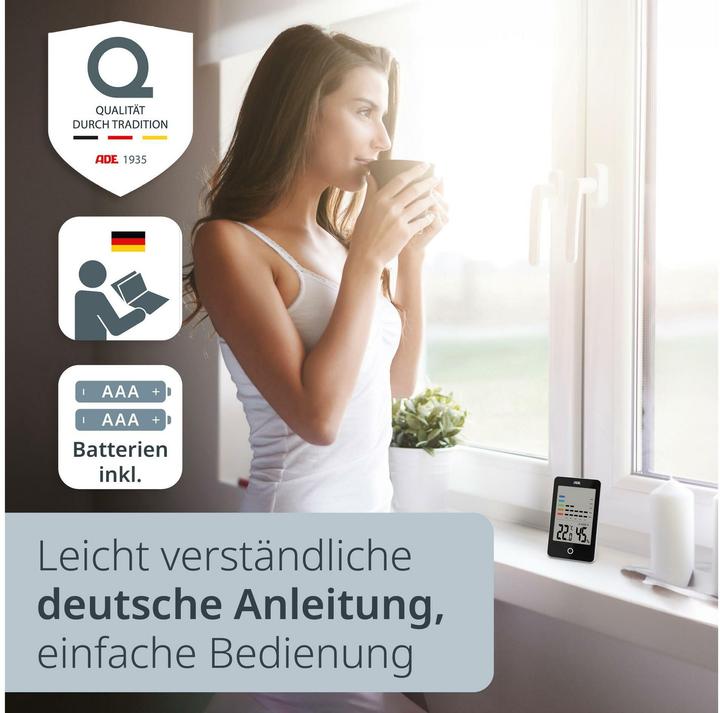 Actual product image ADE Thermo-/Hygrometer digital Schwarz, Funktionen