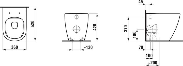Produktbild Laufen Lua Stand-Tiefspül-WC, Abgang waagerecht oder senkrecht, 360x520mm, H823081