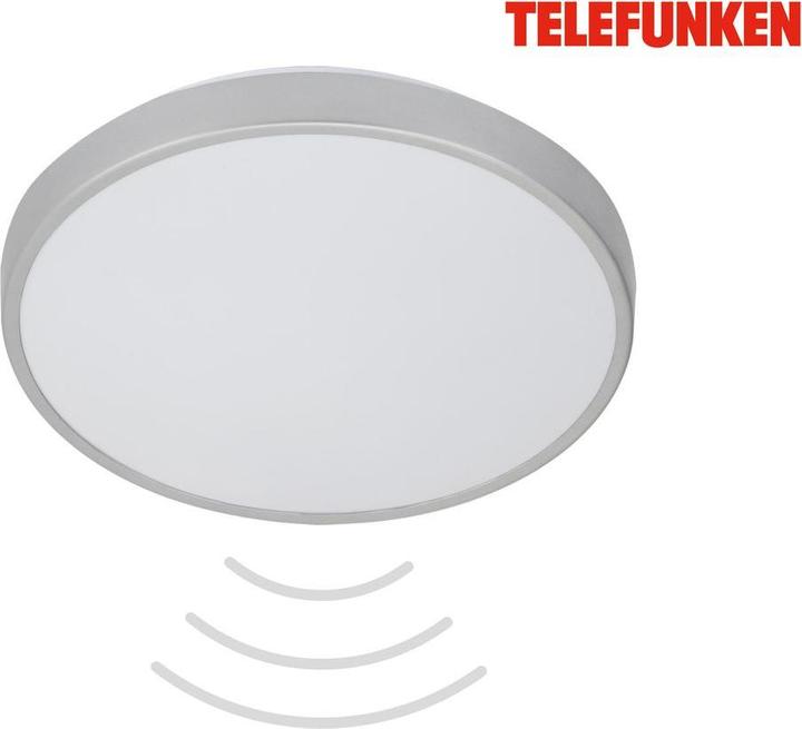 Produktbild Telefunken LED Sensor Deckenleuchte IP44 12W 1200 lm 4000 K neutralweiss HxØ 70/290 mm weiss/titan (1200 lm)
