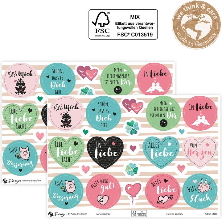 Produktbild Avery Motivsticker A5 DEKO Liebe + Glück