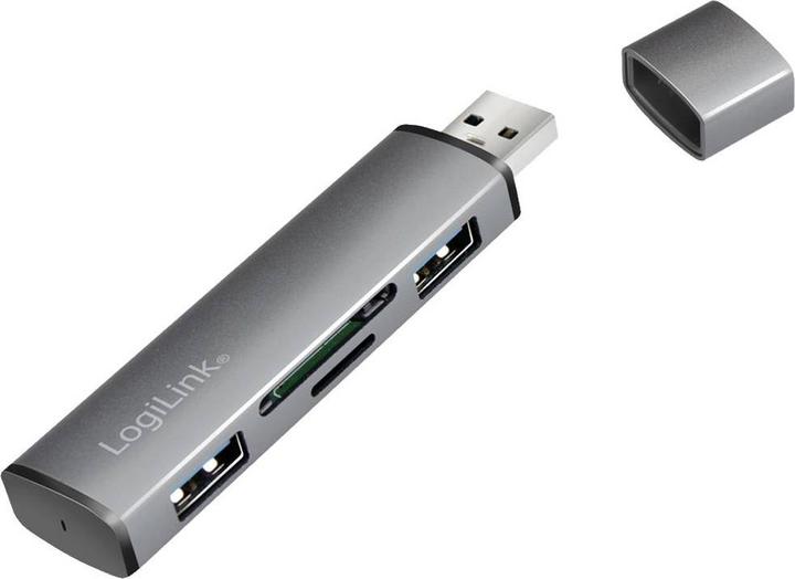 Produktbild LogiLink Cardreader USB 3.2 Hub 2-port grey (USB-A, 4 Ports)