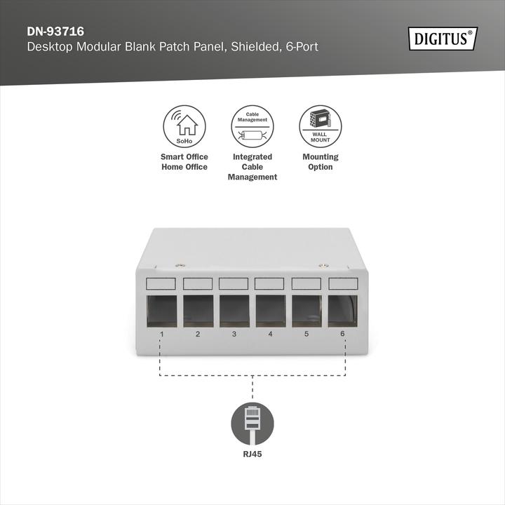 Immagine prodotto Digitus Desktop Modular Blank Patch Panel, shielded, 6-port