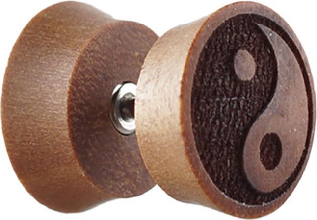 Immagine prodotto Star Piercing Tappo finto in legno di Sawo con Yin Yang (senza ottone, Organico)