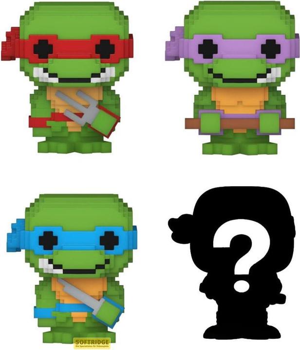 Actual product image Funko Les Tortues ninja pack 4 figurines Bitty POP! Vinyl 8-Bit 2,5 cm