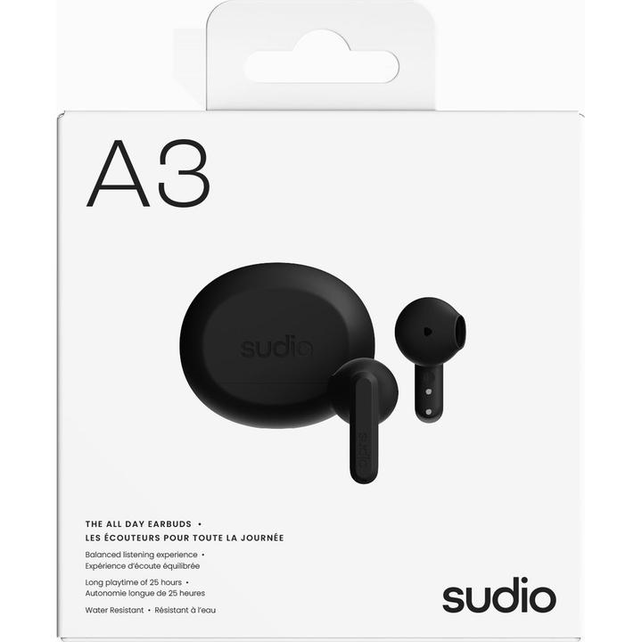 Actual product image Sudio Headphone A3 Black In-Ear True Wireless (25 h, Wireless)