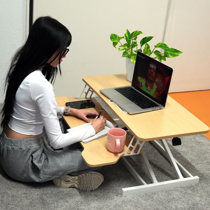 Actual product image Hermex Bürotisch Aufsatz Notebook Schreibtisch Pneumatik Hubtisch Office Desk Arbeitstisch