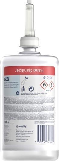 Actual product image Tork Hand disinfection Salubrin Gel u parfume 70% flaske S1 til dispenser 1 ltr,6 fl x 1 ltr/krt