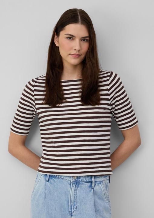 Produktbild S.Oliver T-Shirt Gestreiftes T-Shirt im Slim Fit mit Flammgarnstruktur (36)