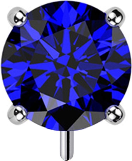 Actual product image Star Piercing Threadless silver thick front set with dark blue crystal (without brass, Titanium G23)