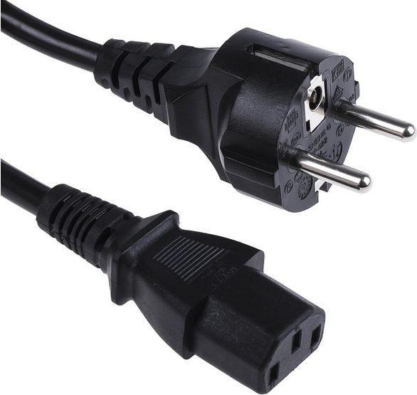 Actual product image RS PRO Mains cable, A IEC C13 / socket, B CEE 7/7 / plug, 1m black (1 m)
