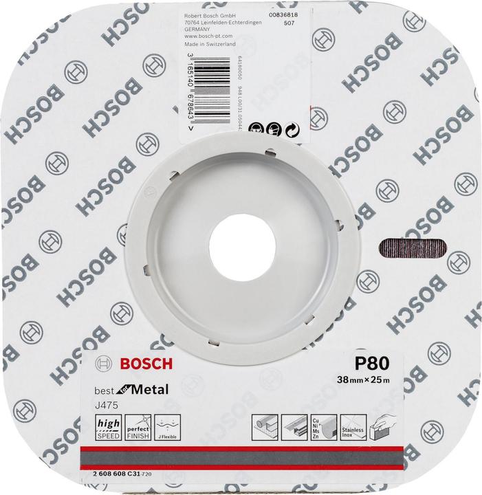 Produktbild Bosch Professional Zubehör Schleifrolle J475 Best for Metal, Gewebeschleifrolle, 38 mm x 25 m, 80 (80)
