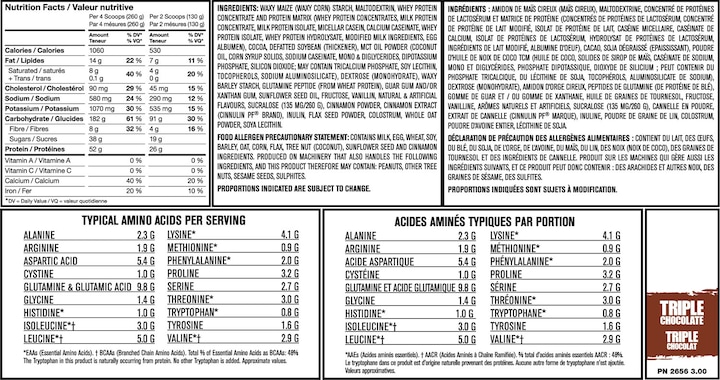 Nutritional values and ingredients Mutant Mass - 6,8kg Strawberry/Banana (Strawberry Banana, 1 pcs., 6800 g)