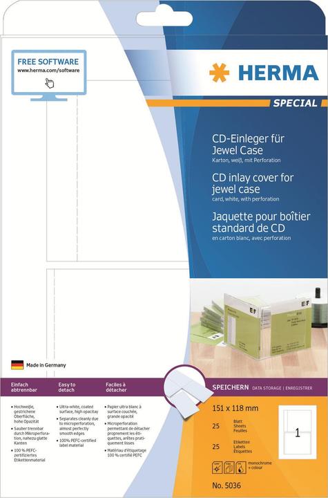 Produktbild HERMA CD Einleger A4