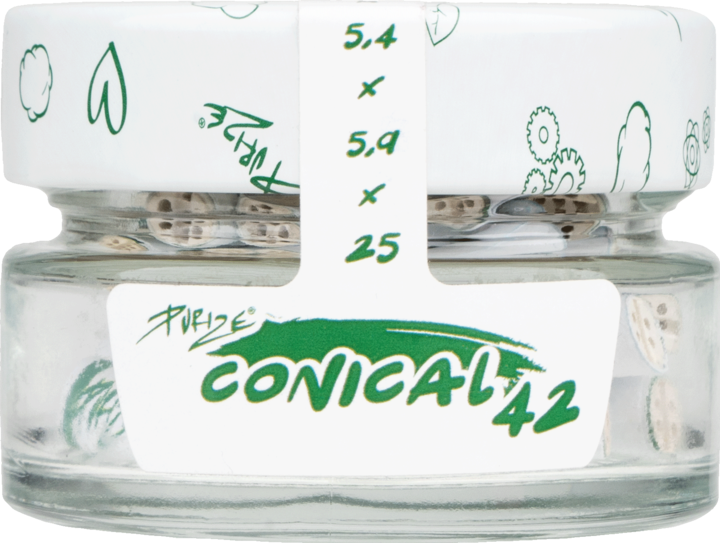 Actual product image Purize Conical XTRA Slim Size Filters in Glass (42pcs.)