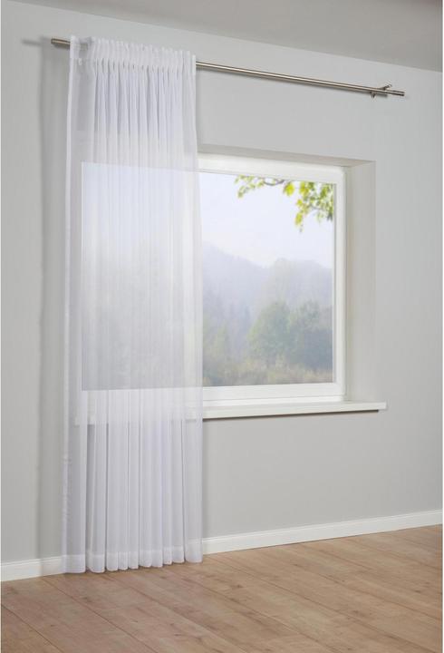 Actual product image Gardinia Day curtain with loop voile uni 450 x 175 cm, White (450 x 175 cm)