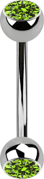 Produktbild Star Piercing Micro Banane silber mit zwei Kugeln Kristall hellgrün (ohne Messing, Titan G23)