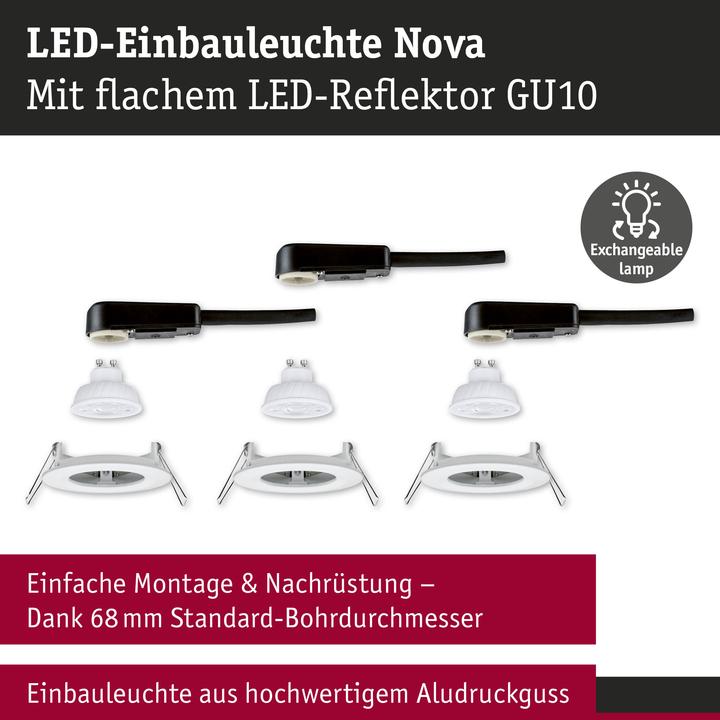 Produktbild Paulmann 92337 Nova LED-Einbauleuchte GU10 4.9 W Weiss (matt) (550 lm, GU10)
