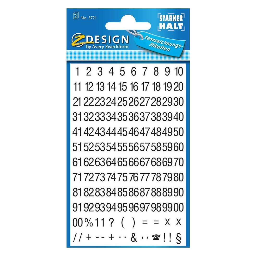 Z-Design, Labels, Getallenlabels Helvetica Condensed