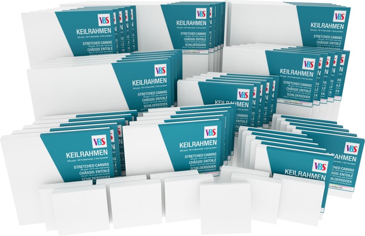 Produktbild VBS XXL Keilrahmen "Megapack", 60-tlg. (10 x 10 cm, 15 x 15 cm, 40 x 40 cm, 20 x 20 cm, 30 x 30 cm)