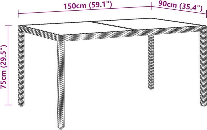 Produktbild vidaXL Gartentisch (150 x 90 x 75 cm)