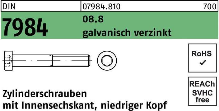 Produktbild Zylinderschraube DIN 7984 m.Innensechskant M 20 x 70 8.8 galvanisch verzinkt (25 Schrauben pro Stück)