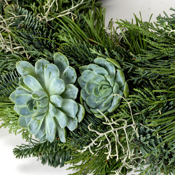 Produktbild VEG and the City Adventskranz mit Echeverie ca. 40 cm - Kerzen Aschblau (40 cm)