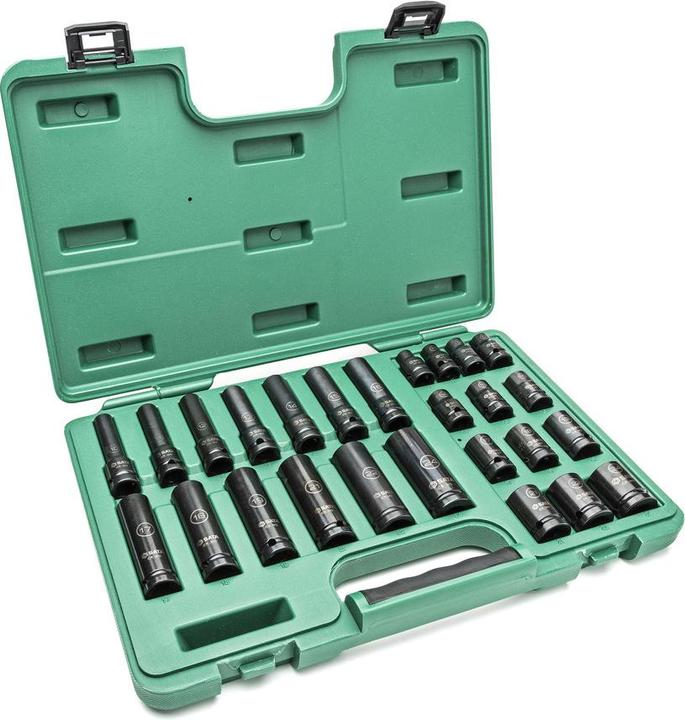 Actual product image SATA Power sockets, 1/2", thin-walled, 26-piece, 10-24 mm (13 mm, 20 mm, 17 mm, 15 mm, 14 mm, 23 mm, 16 mm, 21 mm, 12 mm, 22 mm, 24 mm, 11 mm, 19 mm, 18 mm, 10 mm)