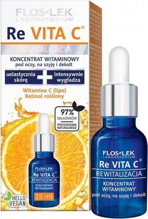 Produktbild Floslek Re Vita C 40+ vitamin concentrate under the eyes for the neck and neckline 15ml (Augenpflege Gel, 15 ml, Tag + Nacht)