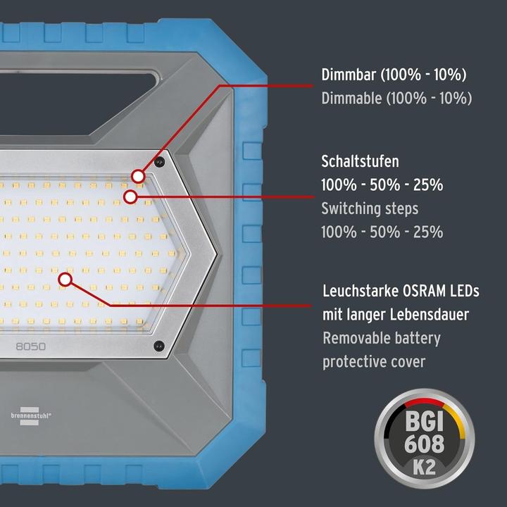 Productafbeelding Brennenstuhl Mob LED Hybrid Spotlight BS 8050 MH Hybrid, Bosch System, 7900lm, IP55 (7900 lm)