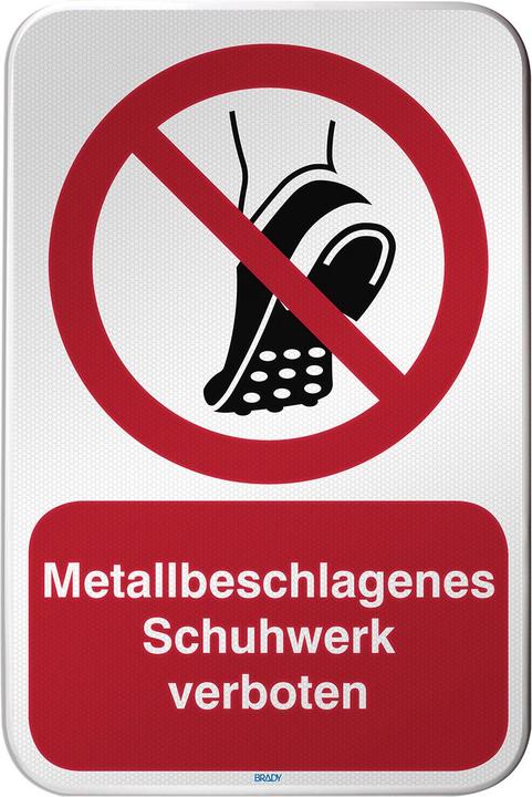 Productafbeelding Brady P/P035/DE390/RFLBD-400X600-1, ISO veiligheidsbord - Metalen schoenen verboden