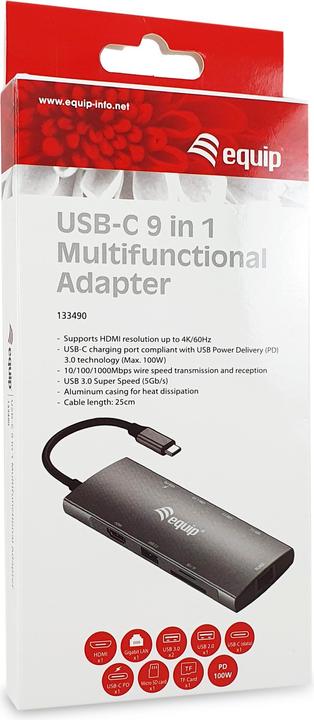 Immagine prodotto equip 9-in-1 Multifunctional Adapter (USB-C, 9 porte)
