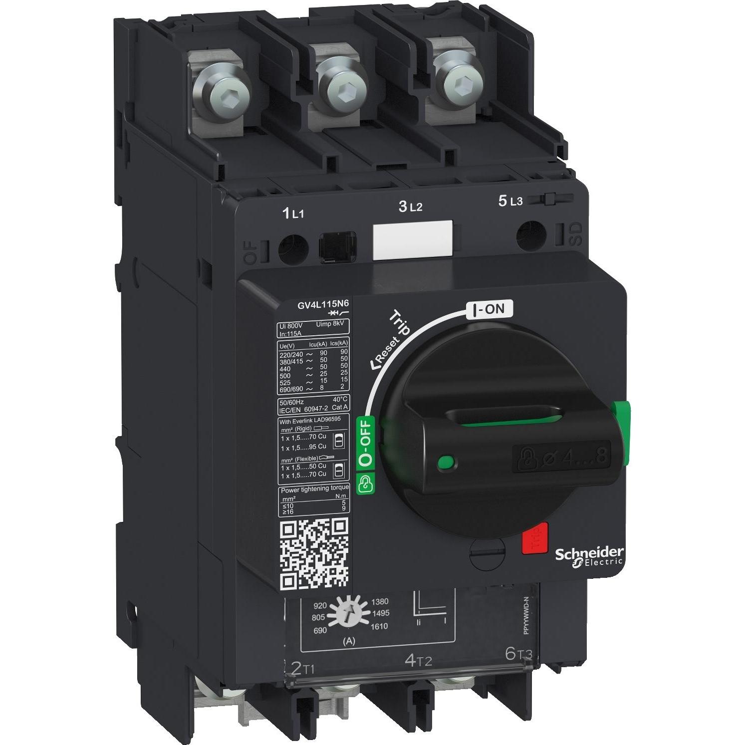 Schneider Electric, Schutzschalter, GV4L Mag 115A 25kA lug