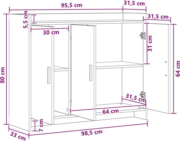 Image du produit vidaXL Sideboard-Aufbewahrung (33 x 33 x 80 cm)