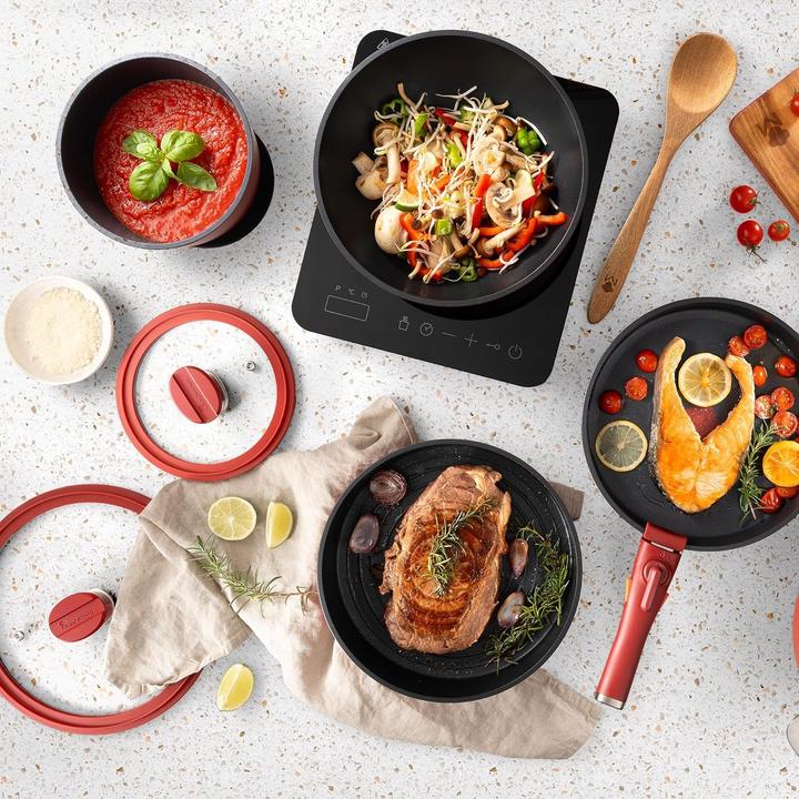 Actual product image MasterPRO Share & Play Stackable Cookware Set with Non-Stick Coating and Heat Indicator (Frying pan, Pot, Cast aluminium)