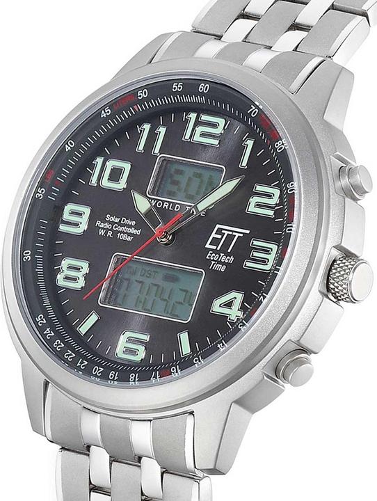 Produktbild ETT EGS-11302-22M Solar Drive Funkuhr Hunter II Chronograph Herrenuhr 48mm (Analoguhr, Digitaluhr, Chronograph, Funkuhr, 48 mm)