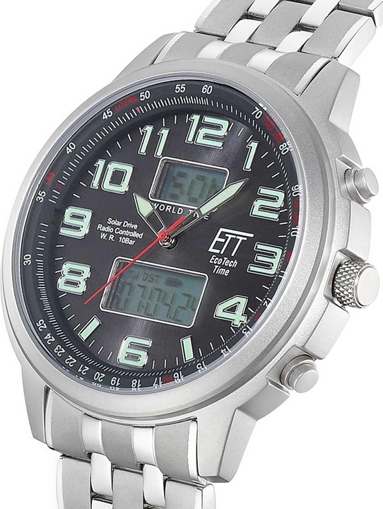 Produktbild ETT EGS-11302-22M Solar Drive Funkuhr Hunter II Chronograph Herrenuhr 48mm (Analoguhr, Digitaluhr, Chronograph, 48 mm)