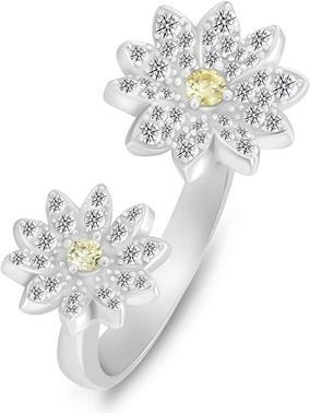Produktbild Brilio Silver - Sparkling open bicolor ring Flower RI124W - Circuit: 50 mm (50)